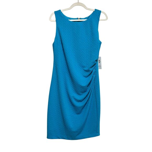 Bisou Bisou Michele Bohbot Sleeveless Dress Sz 14 Turquoise Bodycon Ruched Party - Picture 1 of 7